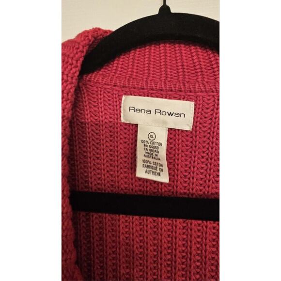 Rena Rowan Red Ribbed Knit Double-Breast Heavy Cotton Sweater Women's X-Large - Picture 5 of 6
